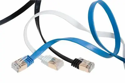 $6.98 • Buy CAT7 Internet Flat Cable RJ45 Network Patch Cord Ethernet U/FTP Shielded LAN Lot