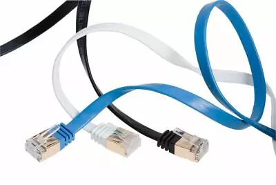 CAT7 Internet Flat Cable RJ45 Network Patch Cord Ethernet U/FTP Shielded LAN Lot • $7.40