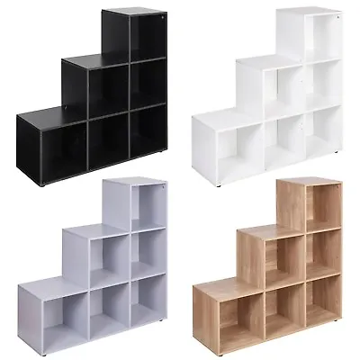 6 Cube Step Storage Bookcase Unit Shelf Home Office Organiser Display Box NEW • £36.95