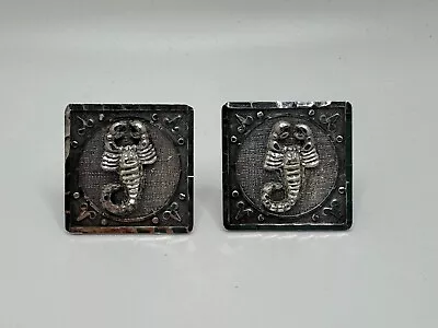 Vintage 925 Sterling Silver Mexico Square Cuff Links Scorpion 20 Grams • $35