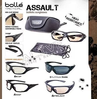 Bolle ASSAULT Tactical Ballistic Sunglasses Military UV Protect Safety Glasses  • £54.69