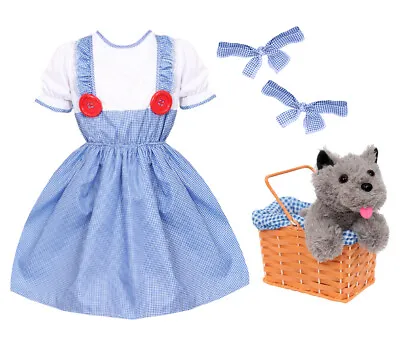Girls Dorothy Costume Basket And Dog School Book Week Fancy Dress Character • £12.99