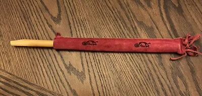 VINTAGE MUSIC TOY 13” LONG CARVED WOOD FLUTE With Red Leather Case Souvenir • $9.99