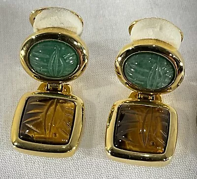 KJL Dangle Earrings Faux Jade And Amber Kenneth Jay Lane • $44.99