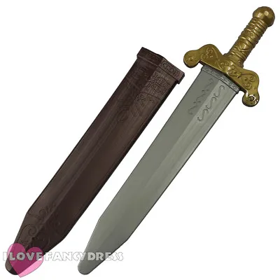 £5.99 • Buy 40cm Silver Roman Sword In Scabbard Toy Set Gladiator Warrior Fancy Dress 