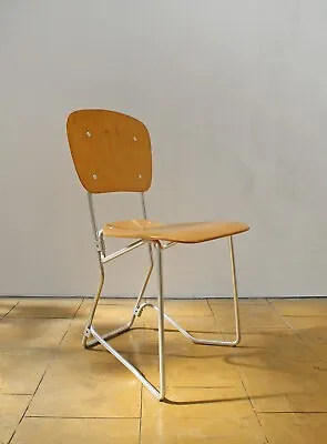 Vintage Aluflex Wooden Swiss Stacking Chair Armin Wirth Mid Century Modernist • $245