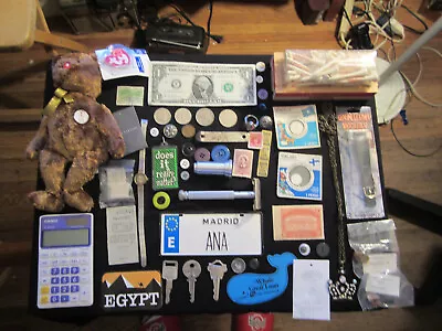 Junk Drawer Lot Old Lady Gillette Vintage Razor Old Stamps Old Timex Watch Ring • $1