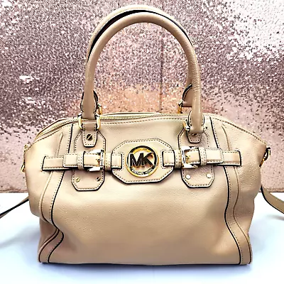 Michael Kors Women's Hamilton Satchel Tote Handbag Mocha Medium Leather W/Strap • $59.99