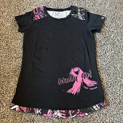 Muddy Girl Camo Moonshine T Shirt Womens Small Breast Cancer Fight • $11.99