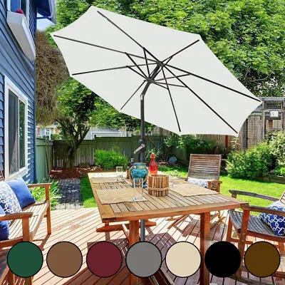 2.5M 2.7M 3M Round Garden Parasol Sun Shade Outdoor Patio Umbrella W/ Crank Tilt • £53.98