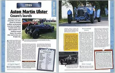 Aston Martin Ulster - 1930/1940 A Century Of Cars - Hachette Page • £1.49