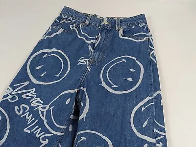 Smiley X HM Loose Fit Baggy Jeans Skate High Waist Women Size 2 Blue  • $37.90