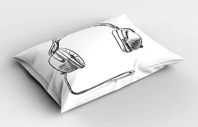 Music Pillow Sham Sketchy DJ Headphones • £14.99