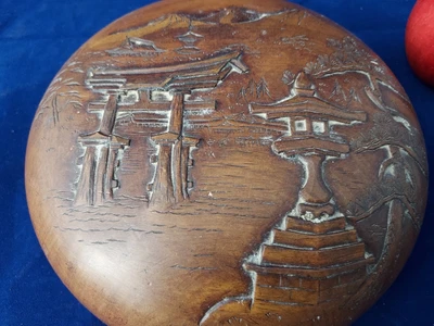 £47.89 • Buy ANTIQUE- JAPANESE, CARVED WOODEN/ LAQUERED- BOWL-17.5 X 5.5 Cm