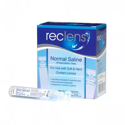 Reclens Normal Saline Eye & Wound Wash 15ml - 15 Pack • $11.49