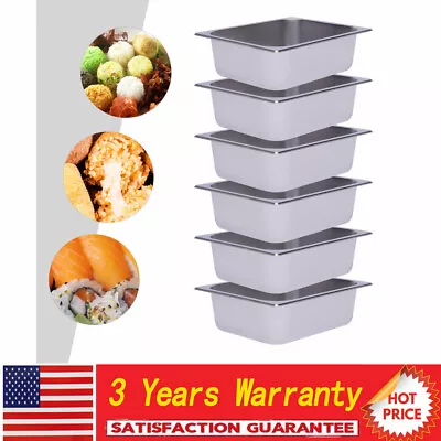 6X 1/2 Siz 4  HALF Size Deep Food Pan Stainless Steam Table Catering Buffet Pans • $48.45