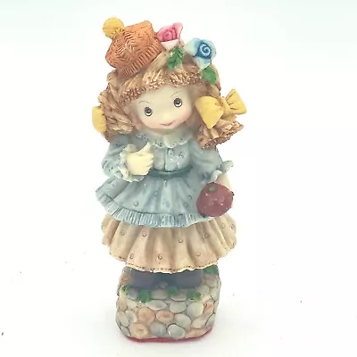 K's Collection 4  Resin Figurine Child Girl Cupcake Hat Apple In Hand Bows • $5.49