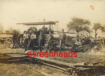 Early Steam Tractor Cabinet Photo With Farmer Rail Splitters Vg • $99.99