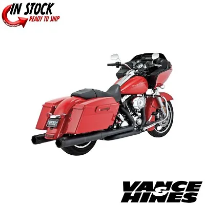 Vance Hines Black W/ Carbon 4.5  Hi-Output Slip-On Exhaust Mufflers 95-16 Harley • $899.99