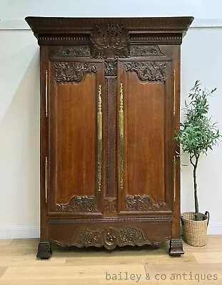 $3675 • Buy A Rare Antique French Oak Carved Marriage Armoire  - C093