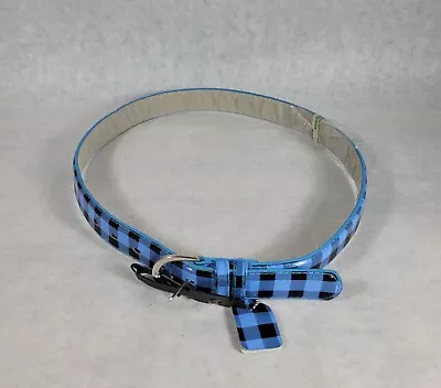 MK Belt Black & Blue Buffalo Plaid Genuine Leather Youth Women Size S 1  Wide • $17.50