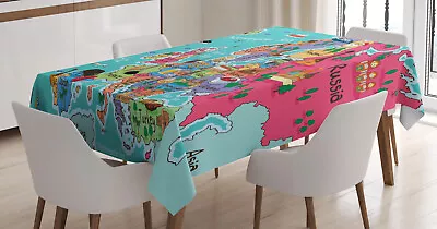 Map Tablecloth Cartoon Europe Map Landmark • £20.99