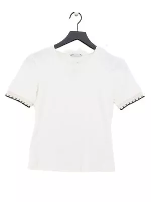 Zara Women's Top M White 100% Other Short Sleeve Round Neck Basic • £8.60