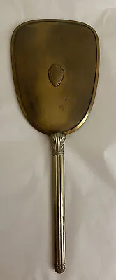 Vintage Art Deco Beveled Edge Gold Silver Brass Metal Hand Mirror • $8.99