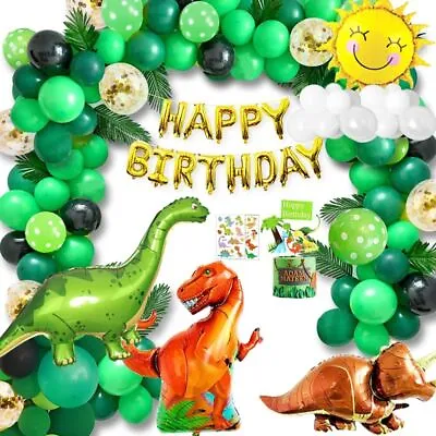 $14.99 • Buy Dinosaur Happy Birthday Deco Balloon Garland Jungle Baby Shower Balloon Arch Kit