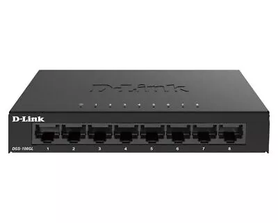 D-Link DGS-108GL 8-Port Gigabit Desktop Switch Metal Black Retail • $30.45