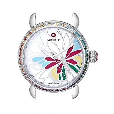 Michele Women's $1629 Csx Butterfly Garden Party White Band Watch Mw05d25a1997 • $695.99