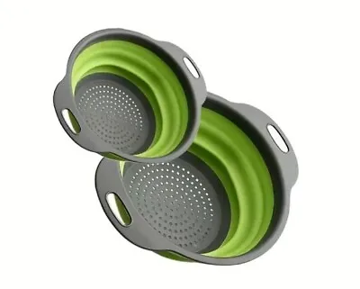 2pcs Collapsible Colander Folding Strainer Silicone Space-Save Sieve Cooking  • £7.99