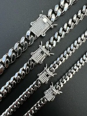 Real Miami Cuban Chain Necklace 925 Silver MOISSANITE Iced Clasp Passes Tester • $497.98