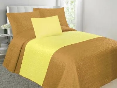 $26.21 • Buy Velvet Embossed Bedspread Soft Quilt 4-Piece Multi-Tone Bed Set - Gold & Yellow