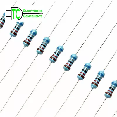 1/4W 0.25W Resistors Metal Film 1% 187 Values Available 0 Ohm To 22M Ohm 20 Pcs • £1.89