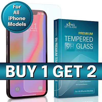 Tempered Glass Screen Protector For IPhone 15 14 13 12 11 Pro Max Mini XR X Max • £3.75