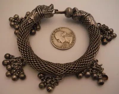 $225 • Buy Vintage CHINESE Sterling Silver DRAGON Indonesian Tibet Handmade Bangle Bracelet