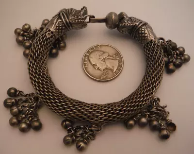 $225 • Buy Vintage CHINESE Sterling Silver DRAGON Indonesian Tibet Handmade Bangle Bracelet
