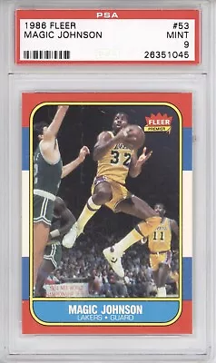 Magic Johnson Psa 9 1986 Fleer Basketball #53 Lakers Hof 1045 • $187.50