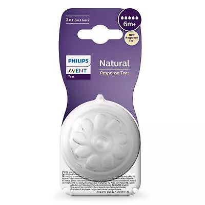 Philips Avent Natural Response Teats 6 Month+ Flow 5 2-Pack Scy965/02 • $11.15