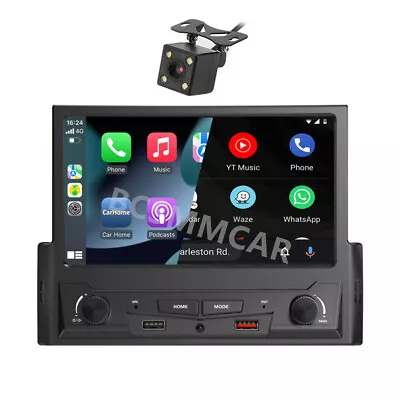 7in Car Radio Android AUTO/Apple CarPlay Stereo MP5 Player Single Din W/Rear Cam • $99.80