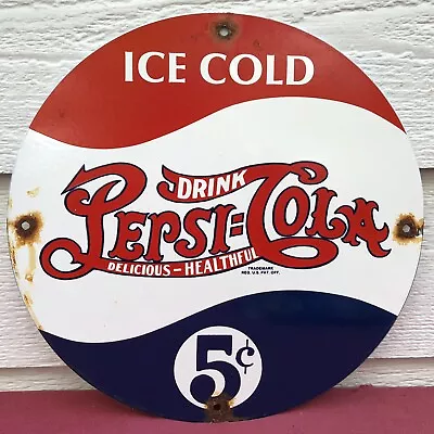 Vintage Pepsi Cola Porcelain Sign Gas Station Oil Soda Pop General Store • $29.99