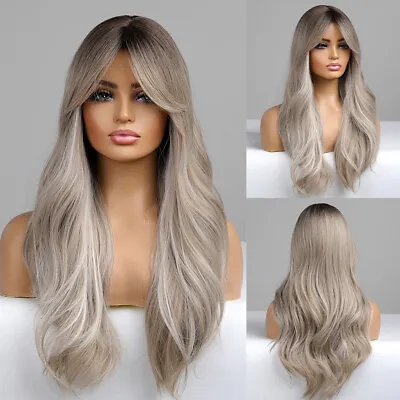 Element Hair Wigs For Women Long Wavy Ash Brown Blonde Wig With Bangs Daily Use • $16.91