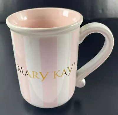 Mary Kay Coffee Mug Tea Cup Pink & White Stripes Ceramic Vintage 4  Tall • $9.99