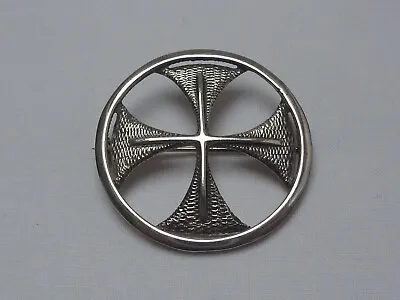 Vintage 1971 Ola Gorie Large St Boniface Cross Brooch Scottish Sterling Silver • £37