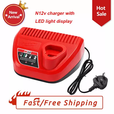 Li-ion 12V Battery Charger Fit For Milwaukee M12B6 M12-18C 48-11-60 48-11-2440 • £12.25