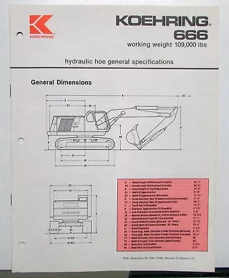$14.28 • Buy 1981 Koehring 666 Excavator Specifications Construction Sales Brochure