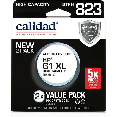 $39.90 • Buy Calidad Printer Cartridges Alternative For HP* 61 XL High Yield Black 2 Pack 