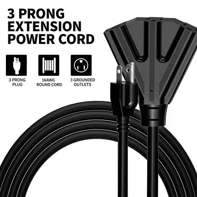 Epicord 6/10/15/25/50Foot 16/3 Outdoor Indoor Extension Cord Heavy Duty 3-Outlet • $13.29