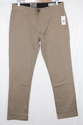 Volcom Men's Frickin Modern Stretch Chino Pants 33 X 32 Khaki A1131807 • $40.49